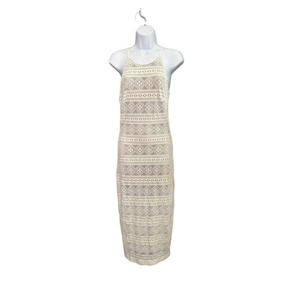 Poetry Crochet Lace Halter Midi Dress Size Large - Picture 1 of 6